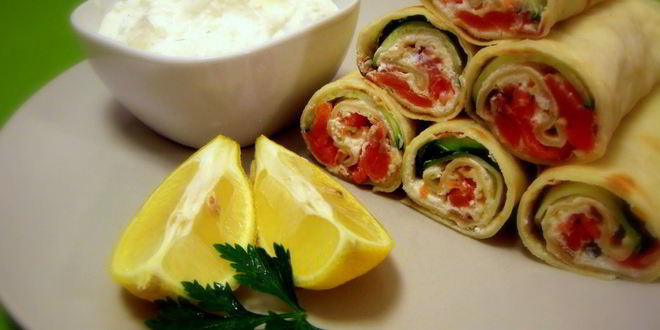 Рецепт блинов с сыром и семгой