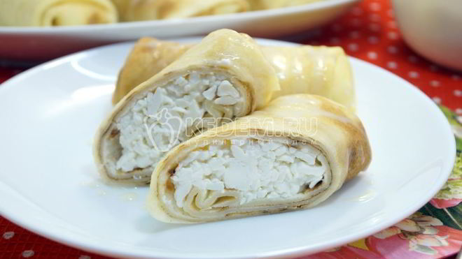 Рецепт Блинов с творогом и сгущенкой