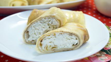 Рецепт Блинов с творогом и сгущенкой