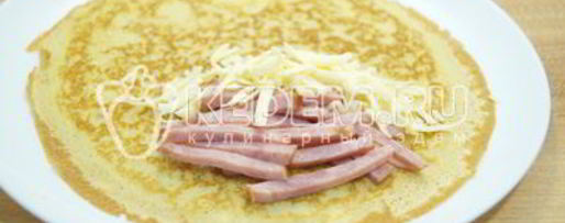 Шаг 6: блинов с ветчиной и сыром