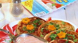 Рецепт Картофельных блинчиков с крабовым припеком