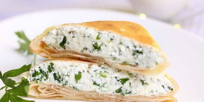 Рецепт овсяных блинчиков с чесночно-творожной начинкой