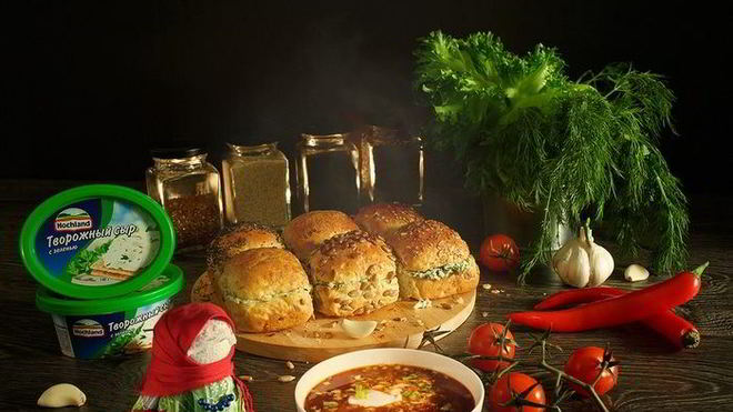 Рецепт Зерновых булочек-пампушек с сырно-чесночной начинкой