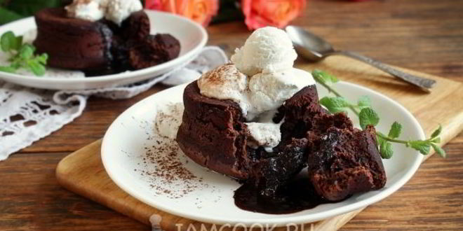 Рецепт шоколадного фондана с мороженым