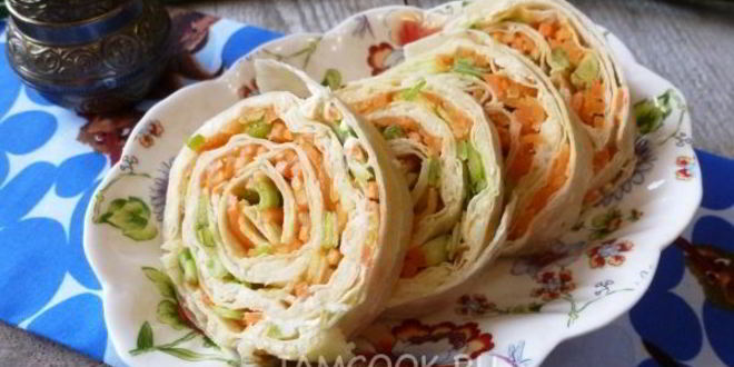 Рецепт лаваша с корейской морковкой и сыром