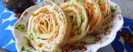 Шаг 11: лаваша с корейской морковкой и сыром