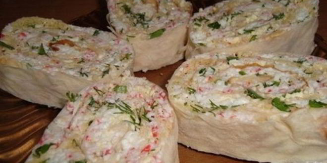 Рецепт лаваша с крабовыми палочками и сыром