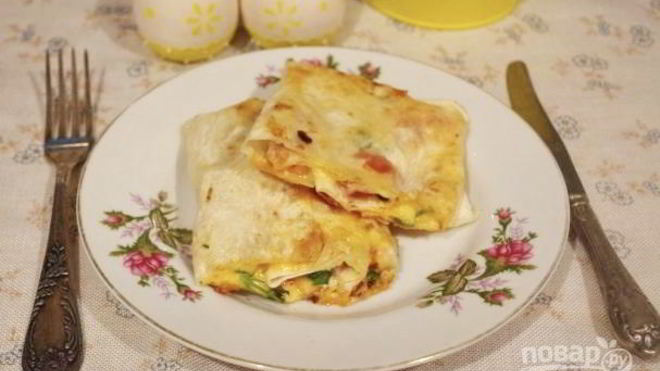 Рецепт Лаваша с начинкой, жаренный на сковороде