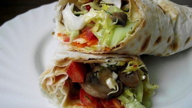 Рецепт Лаваша с овощами на костре