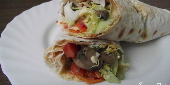 Рецепт лаваша с овощами на костре