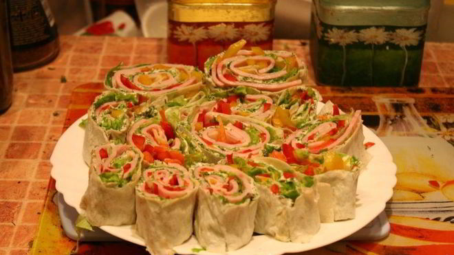 Рецепт Лаваша с ветчиной и плавленым сыром