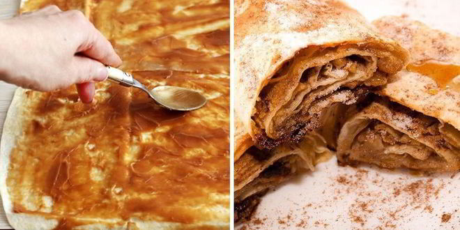 Рецепт лаваша со сгущенкой и орехами