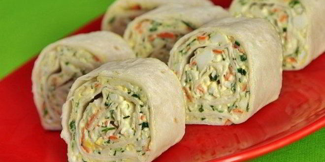 Рецепт рулетов краб-кебаб из тонкого лаваша