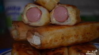 Рецепт Сосисок в лаваше с картошкой