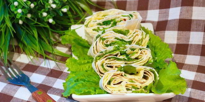 Рецепт закуски из лаваша с сыром