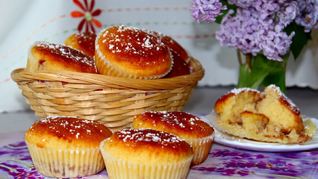 Рецепт Маффинов с вареньем на кефире