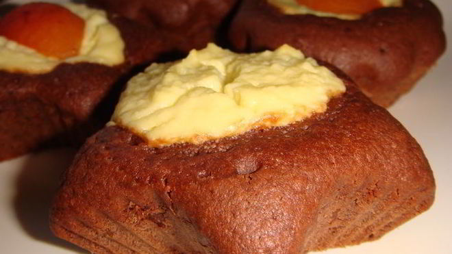 Рецепт Шоколадных маффинов с творожной начинкой