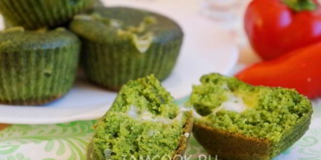 Рецепт зеленых мини-манников с сыром в мультиварке