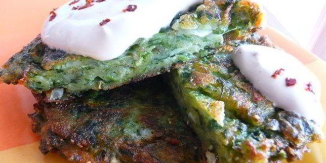 Рецепт оладий из картофеля, кабачков и шпината