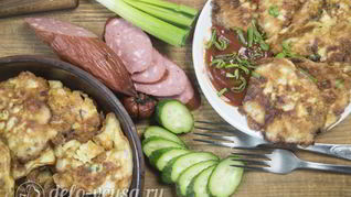 Рецепт Оладий с колбасой и сыром