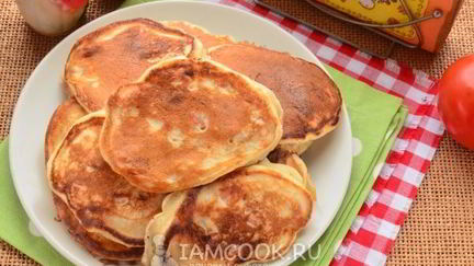 Рецепт Оладий с колбасой на кефире