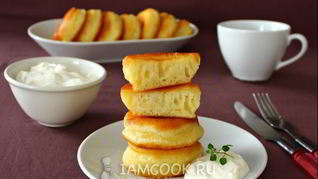 Рецепт Пышных оладий на кефире с разрыхлителем