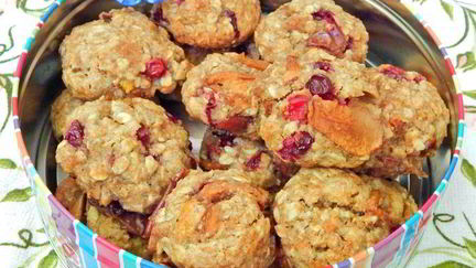 Рецепт Овсяно-яблочного печенье с клюквой