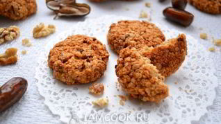 Рецепт Овсяного печенья с финиками и орехами