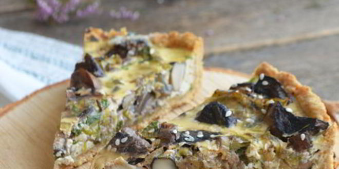 Рецепт грибного киша с луком-пореем