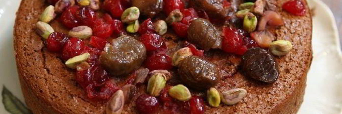 Рецепт Каштанового пирога с миндалем, клюквой и фисташками