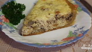 Рецепт Лоранского пирога с курицей и грибами в мультиварке