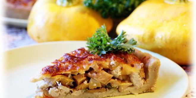 Рецепт осеннего пирога с лисичками на картофельном тесте