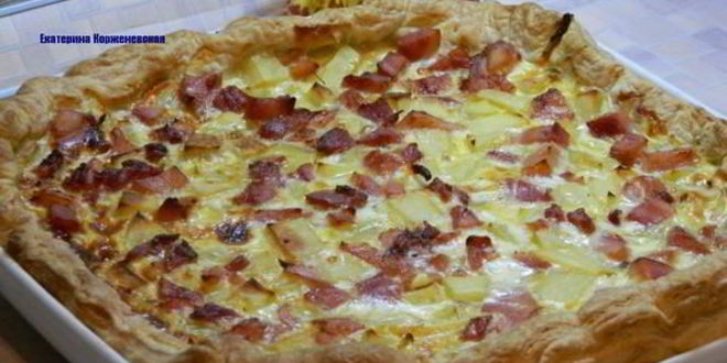 Рецепт овощного киша с копченой курицей