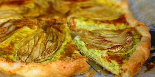 Рецепт овощного киша с сыром и цветками цукини