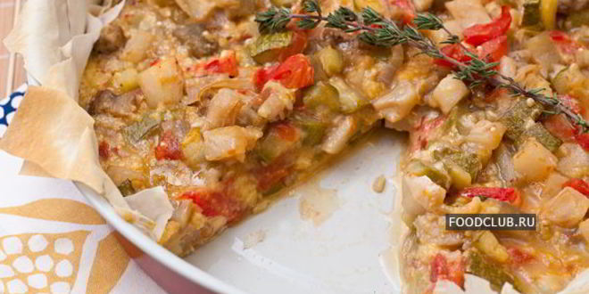 Рецепт овощного пирога с тестом фило