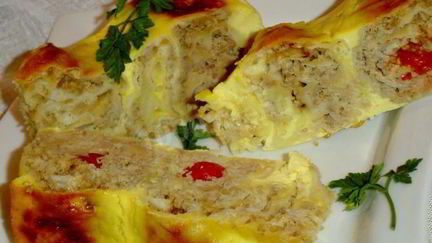 Рецепт Пирога из лаваша с сыром, мясом, помидорами