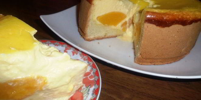 Рецепт творожно-песочного пирог с персиками