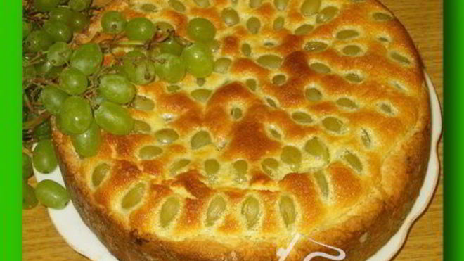 Рецепт Творожного пирога с виноградом