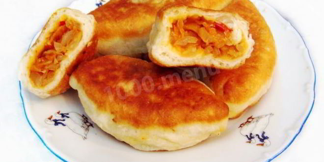 Рецепт жареных пирожков с капустой на сковороде