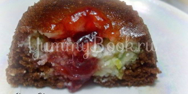 Рецепт пирожного шоколадного с кокосово-творожной начинкой