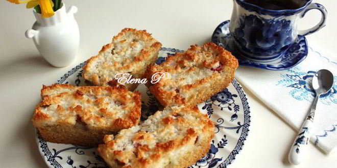 Рецепт пирожных с ревенем и кокосом