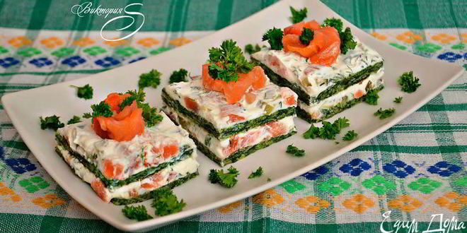 Рецепт закусочных пирожных из лосося и шпината семужкин каприз