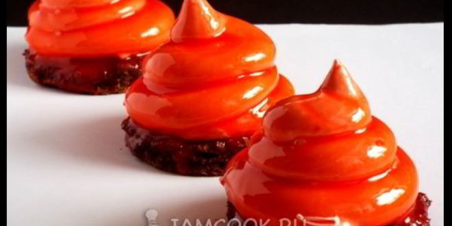 Рецепт зефирного пирожного с малиновым конфи