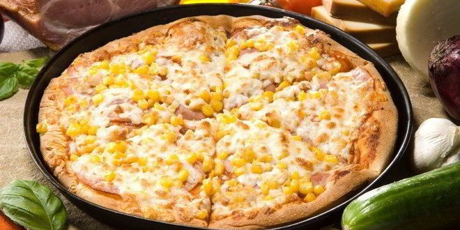 Рецепт пиццы с кукурузой и ветчиной