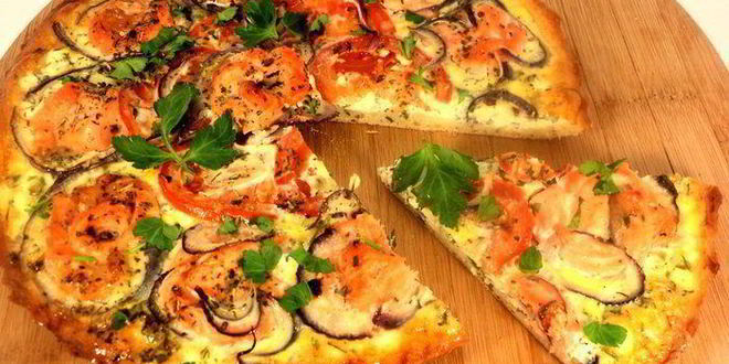 Рецепт пиццы с семгой и сливочным сыром