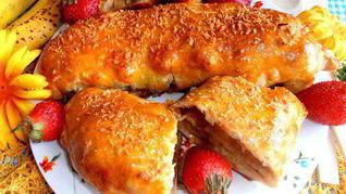 Рецепт Бананового штруделя в мармеладной карамели