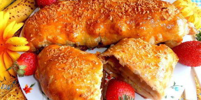 Рецепт бананового штруделя в мармеладной карамели