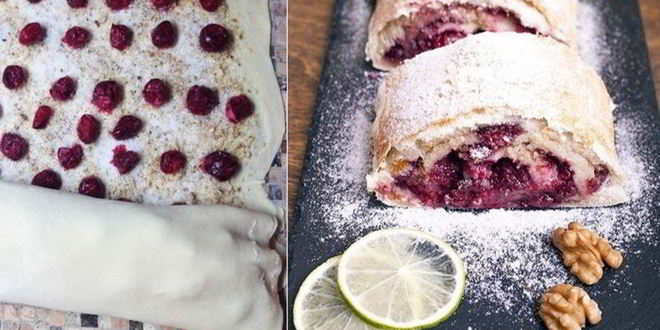 Рецепт ленивого штруделя с вишней