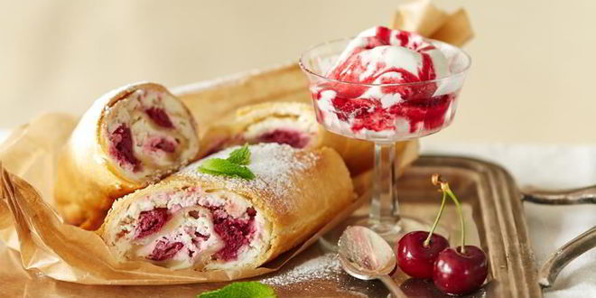 Рецепт штруделя с творогом и черешней