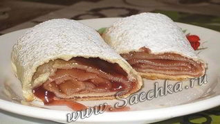 Рецепт Штруделя с творогом и вишней